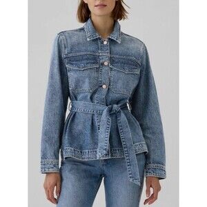 Gap Jacket Women Blue Denim Ultra Soft Belted Comfort Preppy Casual Size XXS NWT